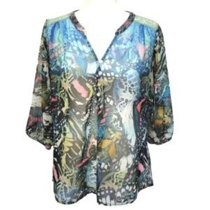 FIGUEROA EFLOWER SHEER BOHO BLOUSE